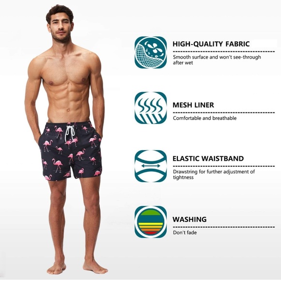 COPY - SILKWORLD Men's Swim Trunks Quick Dry Shorts with Pockets - Picture 3 of 4